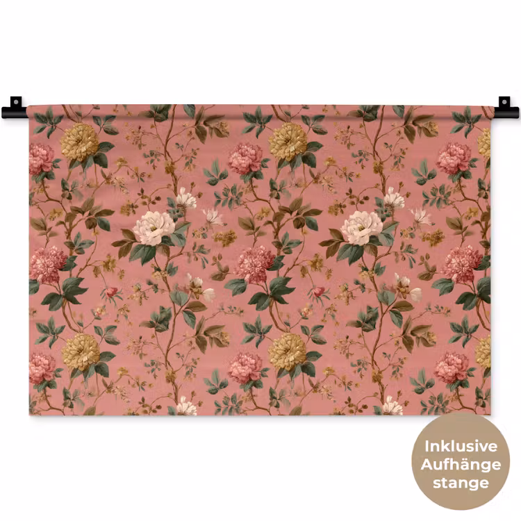 Klassiek - Botanisch - Roze Wandkleed katoen klein 269 -t3d_DE