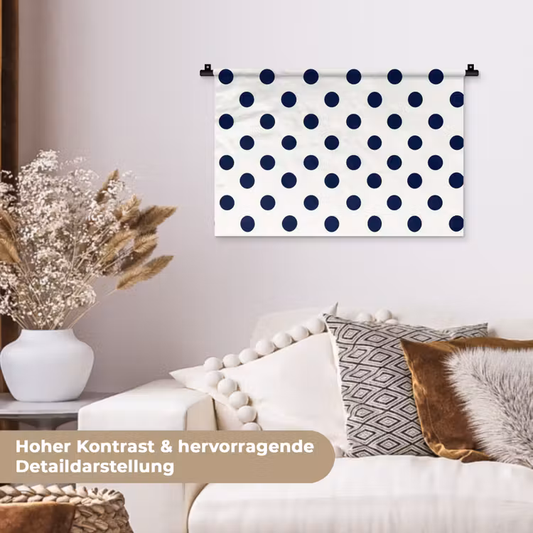 Klassiek - Stippen - Blauw Wandkleed katoen klein 269 -tsfeer1_DE