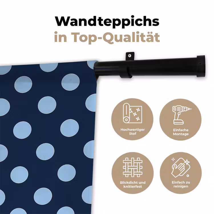Klassiek - Dots - Blauw Wandkleed katoen klein 269 -tsfeer2_DE