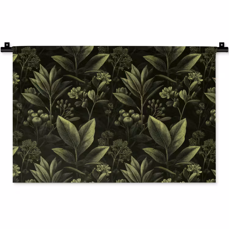 Klassiek - Donker - Botanisch - Planten Wandkleed katoen klein 269 -zz3d