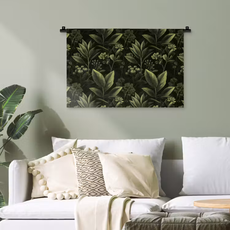 Klassiek - Donker - Botanisch - Planten Wandkleed katoen klein 269 -sfeer7