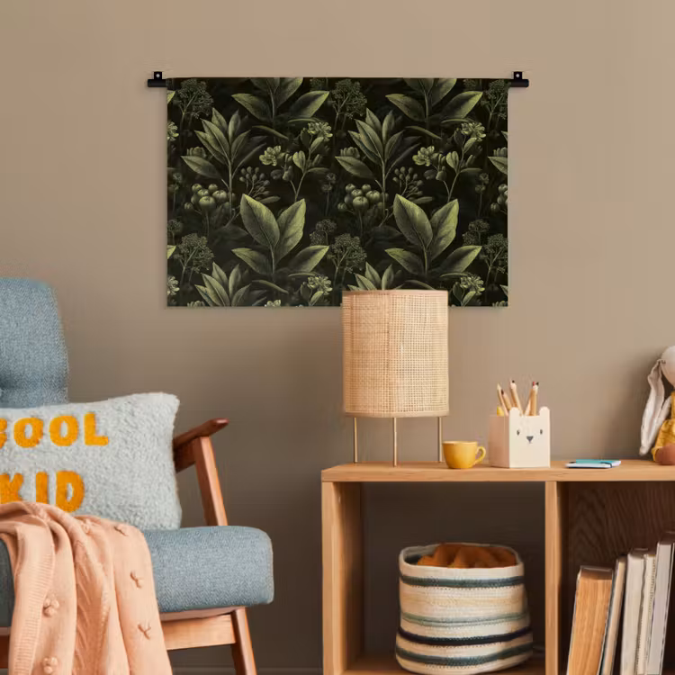 Klassiek - Donker - Botanisch - Planten Wandkleed katoen klein 269 -wsfeer4_kind