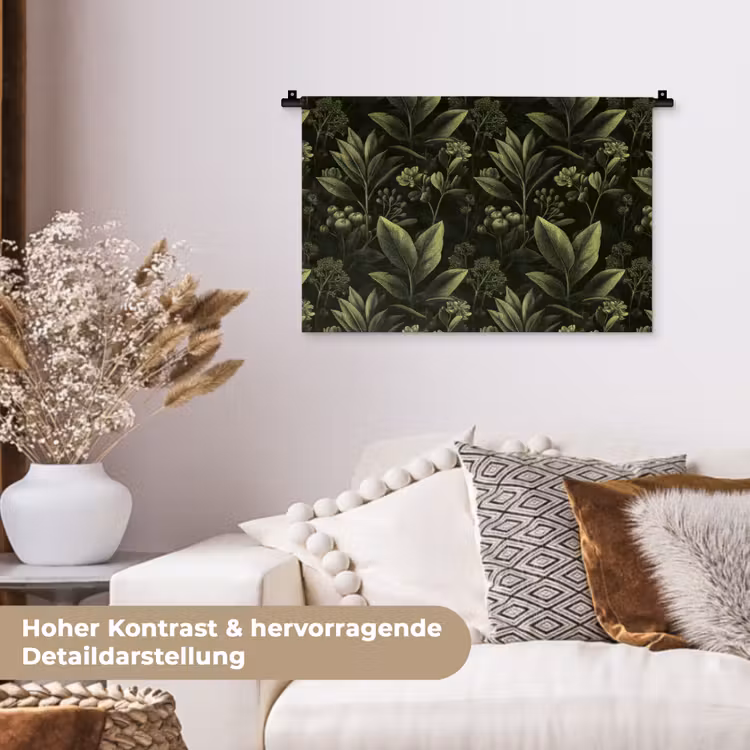 Klassiek - Donker - Botanisch - Planten Wandkleed katoen klein 269 -tsfeer1_DE