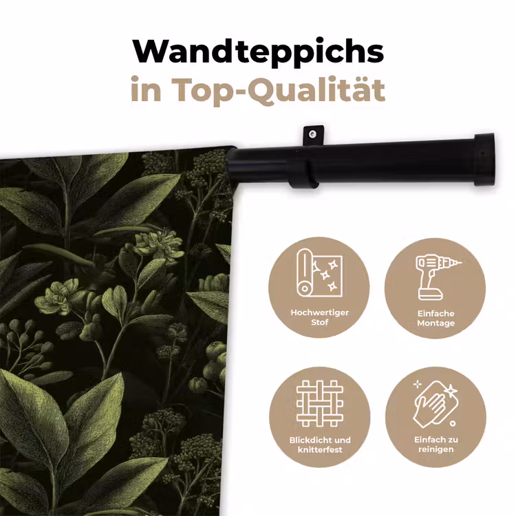 Klassiek - Donker - Botanisch - Planten Wandkleed katoen klein 269 -tsfeer2_DE