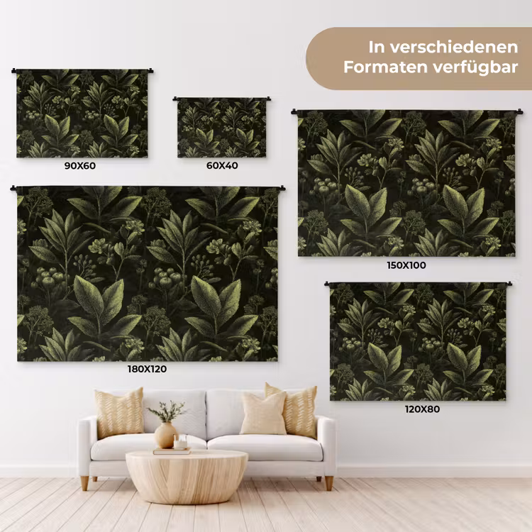 Klassiek - Donker - Botanisch - Planten Wandkleed katoen klein 269 -tsfeer8_DE