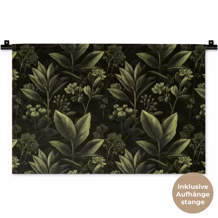 Klassiek - Donker - Botanisch - Planten Wandkleed katoen klein 269 -t3d_DE