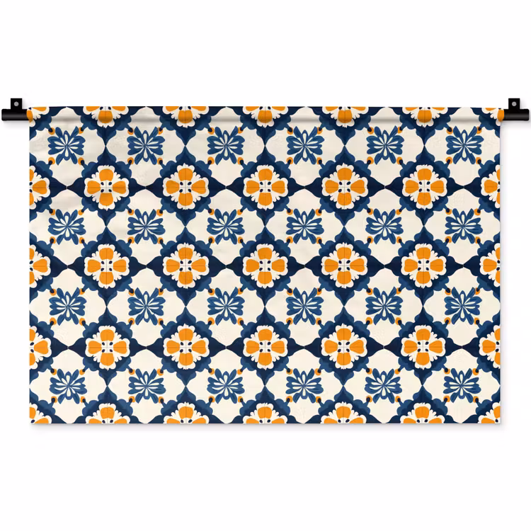 Klassiek - Geometrisch - Blauw Wandkleed katoen klein 269 -zz3d