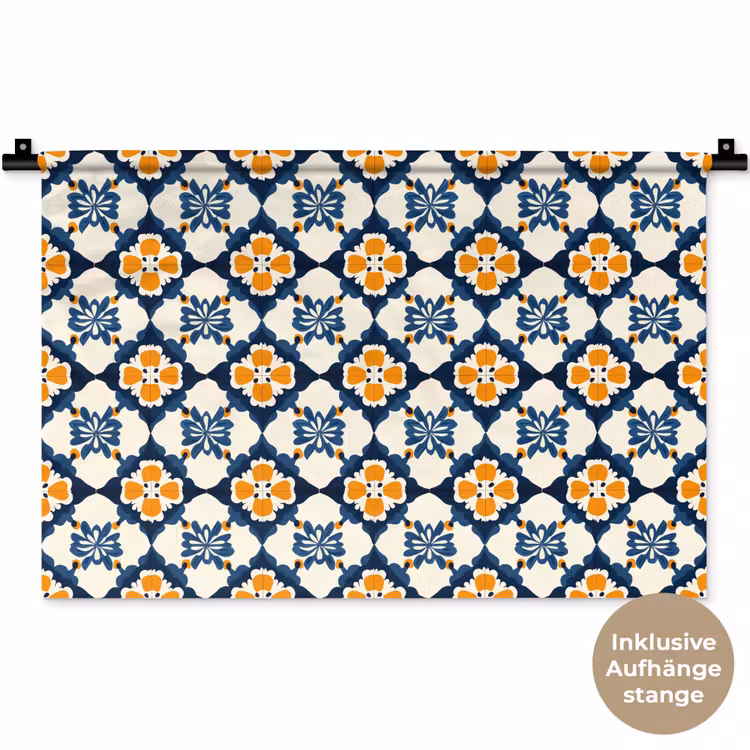Klassiek - Geometrisch - Blauw Wandkleed katoen klein 269 -t3d_DE