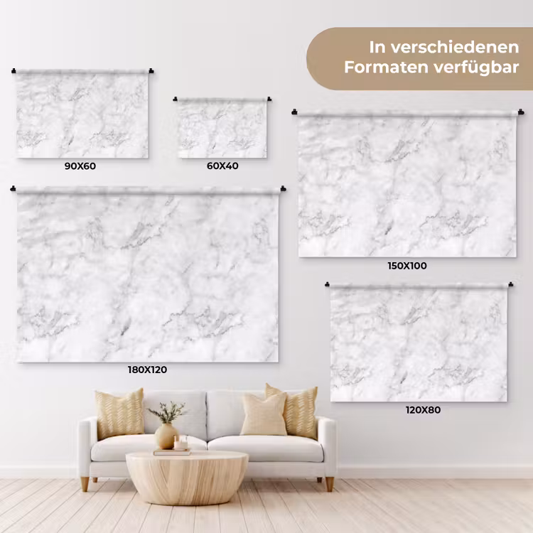 Klassiek - Marmer - Aders - Grijs Wandkleed katoen klein 269 -tsfeer8_DE