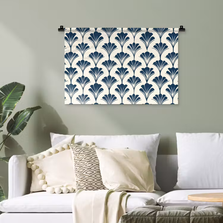 Klassiek - Motief - Blauw Wandkleed katoen klein 269 -sfeer7