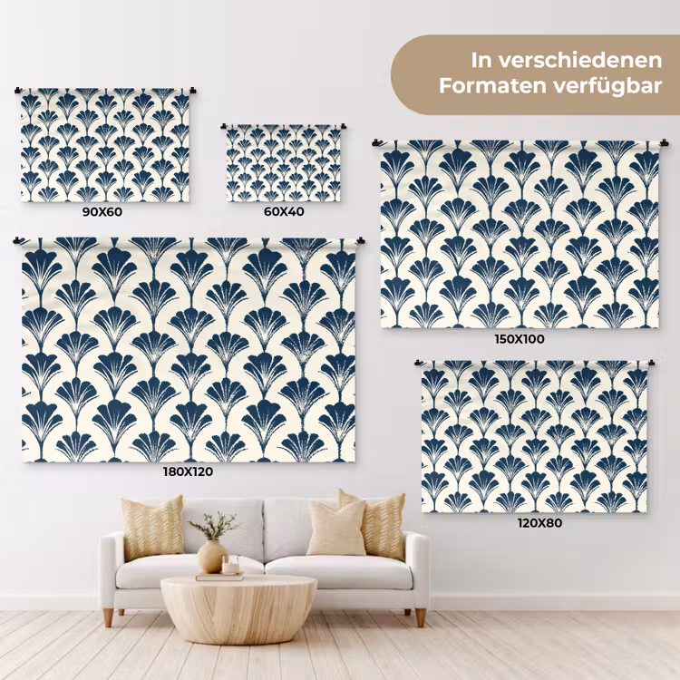 Klassiek - Motief - Blauw Wandkleed katoen klein 269 -tsfeer8_DE