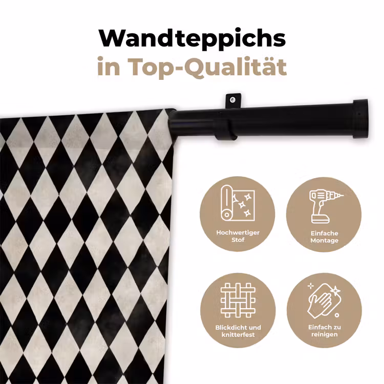 Klassiek - Patroon - Zwart Wandkleed katoen klein 269 -tsfeer2_DE