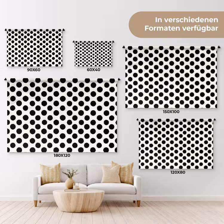 Klassiek - Stippen - Zwart Wandkleed katoen klein 269 -tsfeer8_DE
