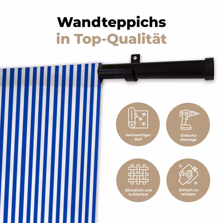 Klassiek - Strepen - Blauw Wandkleed katoen klein 269 -tsfeer2_DE