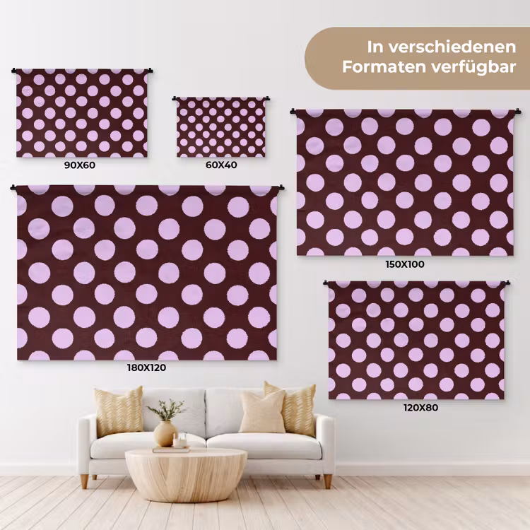 Klassiek - Stippen - Paars Wandkleed katoen klein 269 -tsfeer8_DE