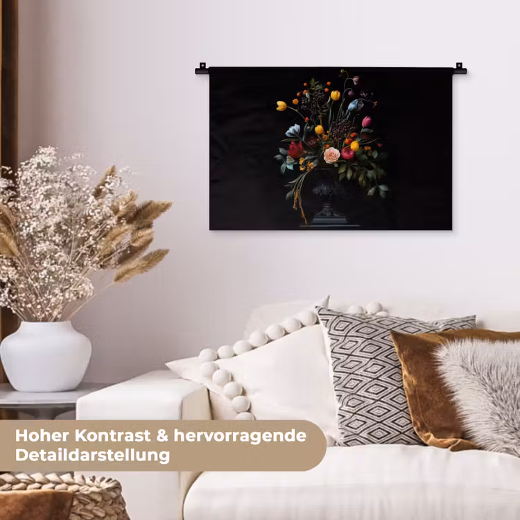 Klassiek - Vaas - Boeket - Bloemen Wandkleed katoen klein -tsfeer1_DE