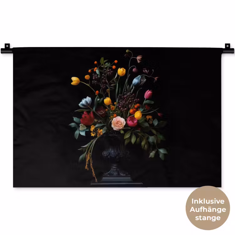 Klassiek - Vaas - Boeket - Bloemen Wandkleed katoen klein -t3d_DE