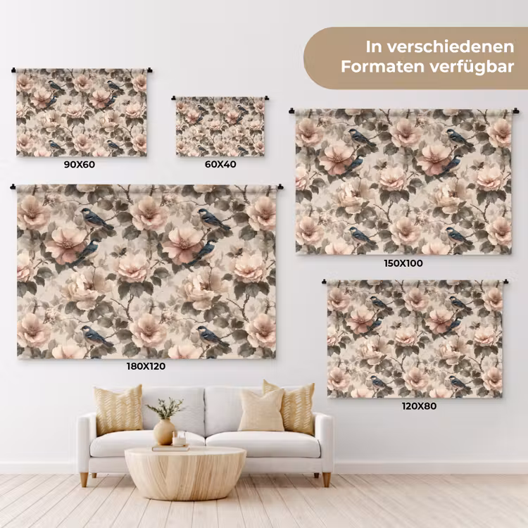 Klassiek - Vogels - Kleurrijk Wandkleed katoen klein 269 -tsfeer8_DE