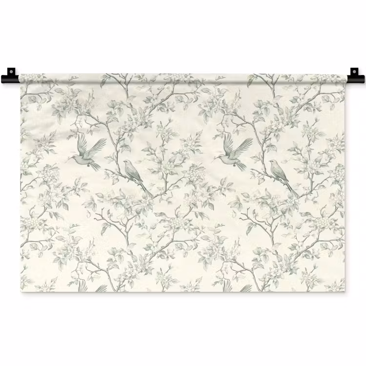Klassiek - Vogels - Groen Wandkleed katoen klein 269 -zz3d