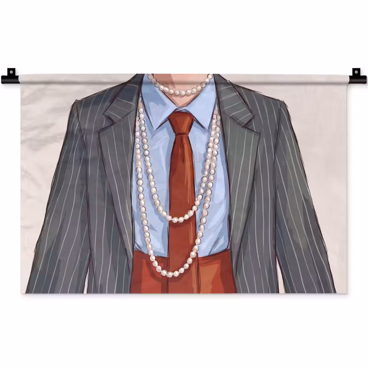 Kleding - Strik - Parels - Klassiek - Mode Wandkleed katoen klein -zz3d