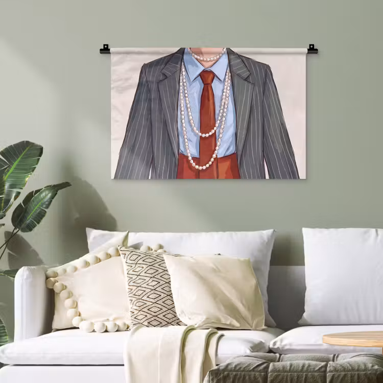 Kleding - Strik - Parels - Klassiek - Mode Wandkleed katoen klein -sfeer7