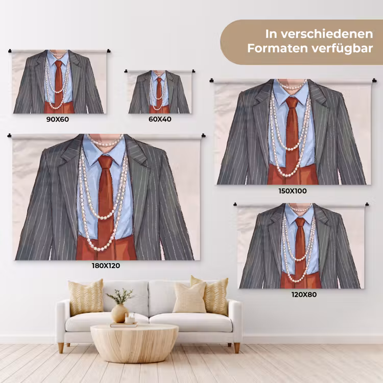 Kleding - Strik - Parels - Klassiek - Mode Wandkleed katoen klein -tsfeer8_DE