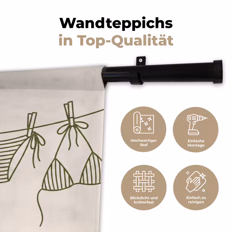 Kleding - Waslijn - Zomer - Lijntekening - Groen Wandkleed katoen klein -tsfeer2_DE