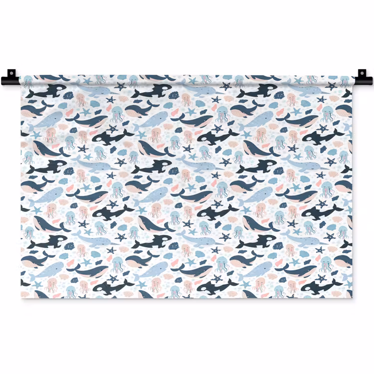 Klein - Oceaan - Walvissen - Octopus Wandkleed katoen klein 269 -zz3d