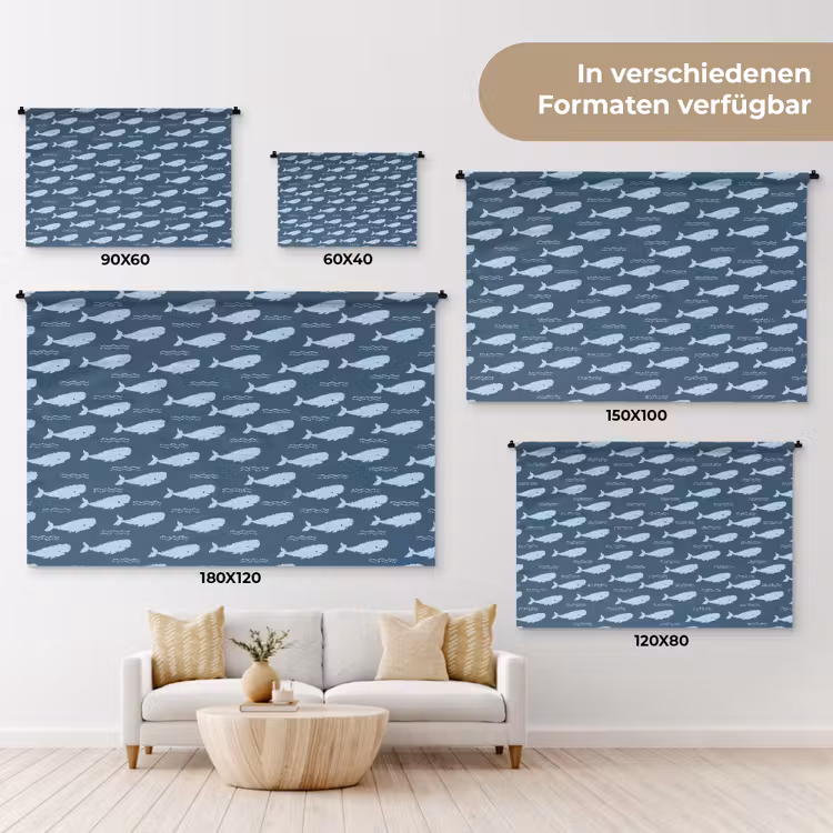 Klein - Oceaan - Golven - Blauw Wandkleed katoen klein 269 -tsfeer8_DE