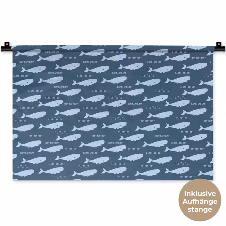 Klein - Oceaan - Golven - Blauw Wandkleed katoen klein 269 -t3d_DE