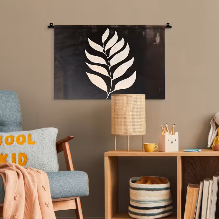 Blad - Wit - Minimalistisch Wandkleed katoen klein -wsfeer4_kind