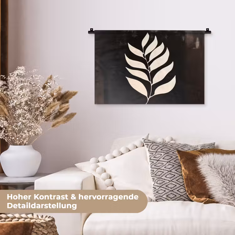 Blad - Wit - Minimalistisch Wandkleed katoen klein -tsfeer1_DE