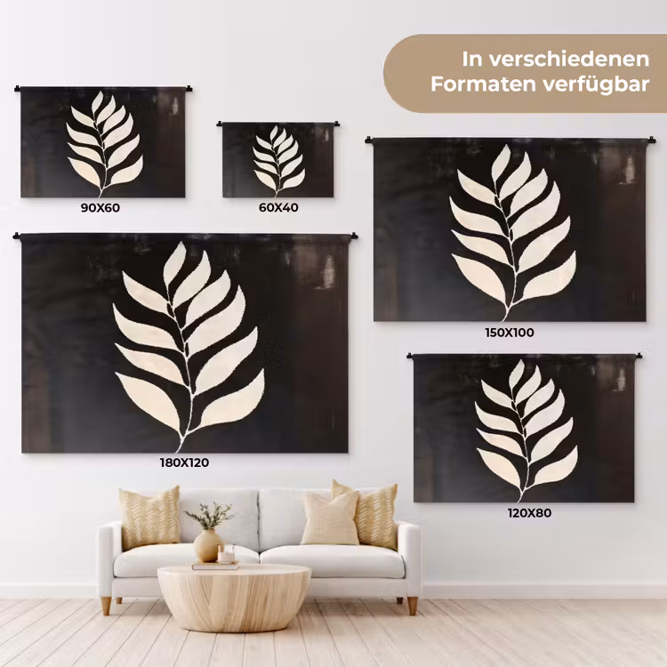 Blad - Wit - Minimalistisch Wandkleed katoen klein -tsfeer8_DE