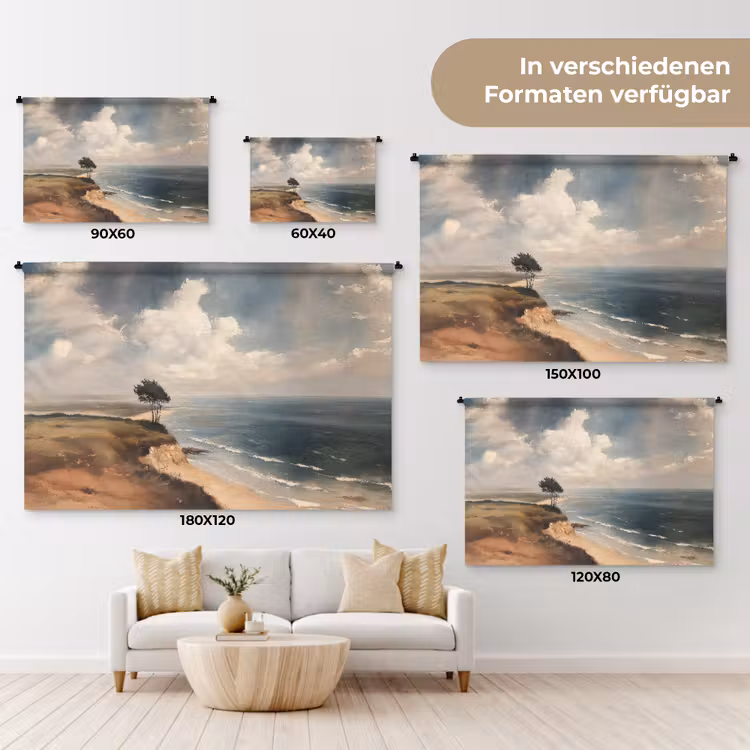 Klif - Zee - Boom Wandkleed katoen klein -tsfeer8_DE