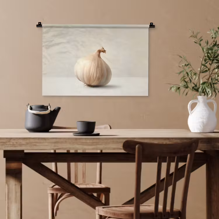 Knoflook - Natuurlijk - Beige Wandkleed katoen klein -sfeer6