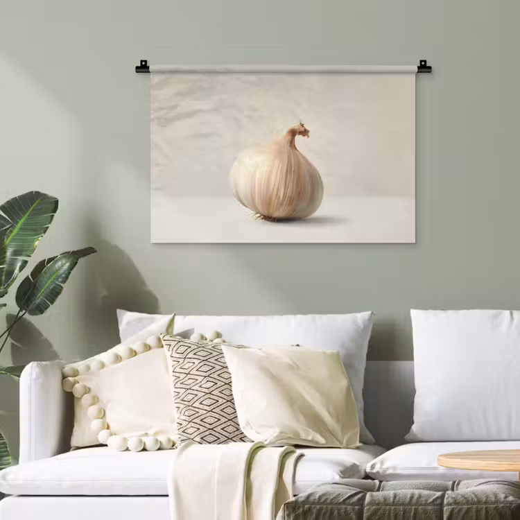 Knoflook - Natuurlijk - Beige Wandkleed katoen klein -sfeer7