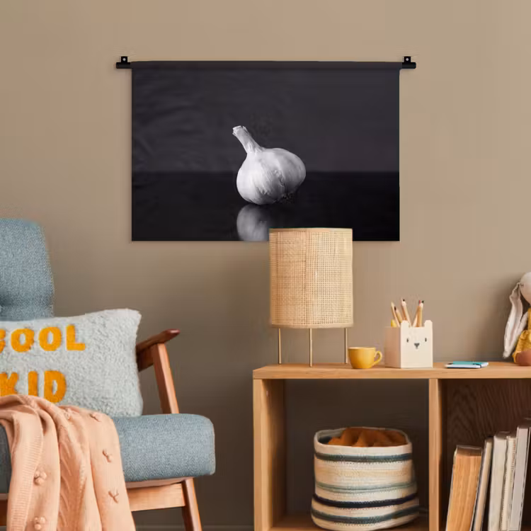 Knoflook - Zwart - Wit Wandkleed katoen klein -wsfeer4_kind