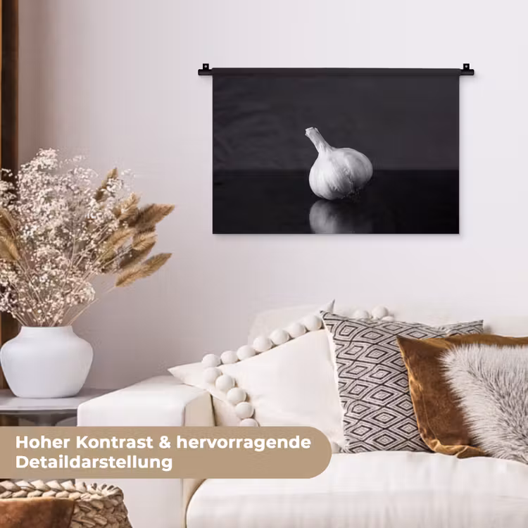 Knoflook - Zwart - Wit Wandkleed katoen klein -tsfeer1_DE