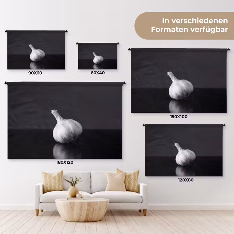Knoflook - Zwart - Wit Wandkleed katoen klein -tsfeer8_DE