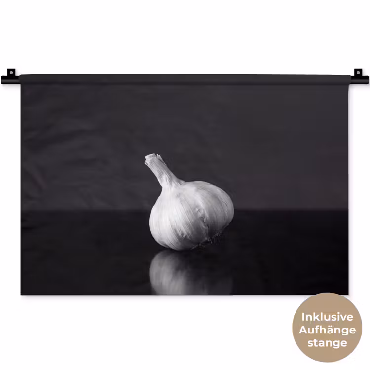 Knoflook - Zwart - Wit Wandkleed katoen klein -t3d_DE