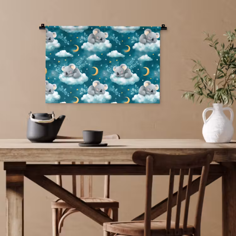 Koala's - Betoverend - Blauw Wandkleed katoen klein 269 -sfeer6