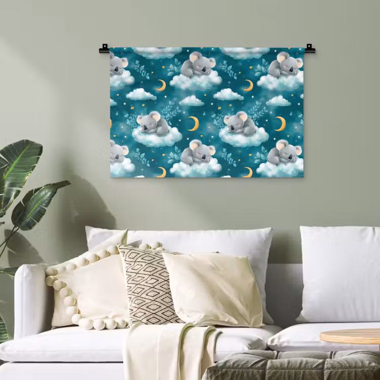 Koala's - Betoverend - Blauw Wandkleed katoen klein 269 -sfeer7