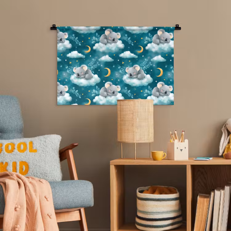 Koala's - Betoverend - Blauw Wandkleed katoen klein 269 -wsfeer4_kind