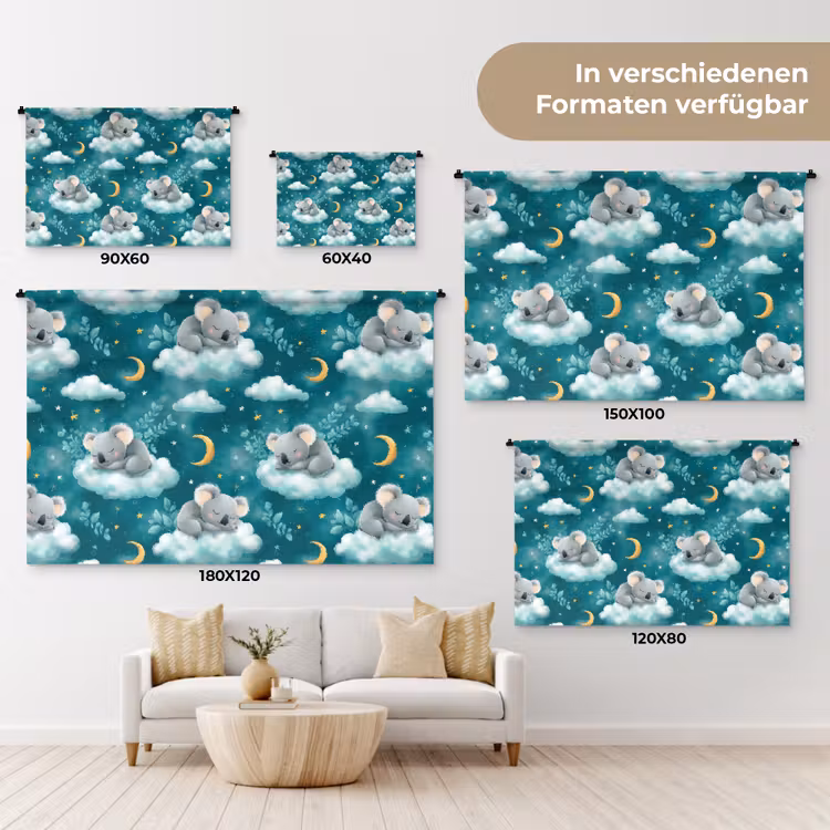 Koala's - Betoverend - Blauw Wandkleed katoen klein 269 -tsfeer8_DE