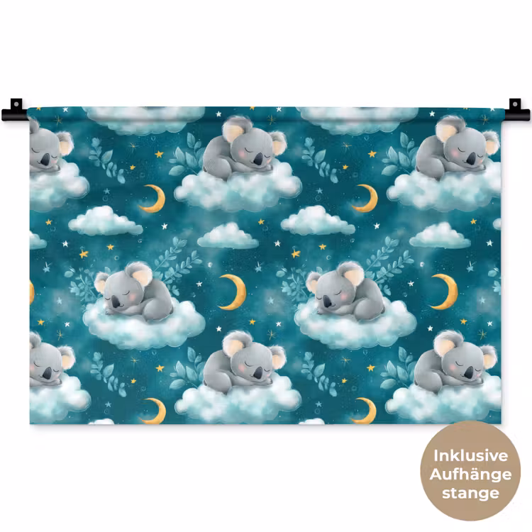 Koala's - Betoverend - Blauw Wandkleed katoen klein 269 -t3d_DE