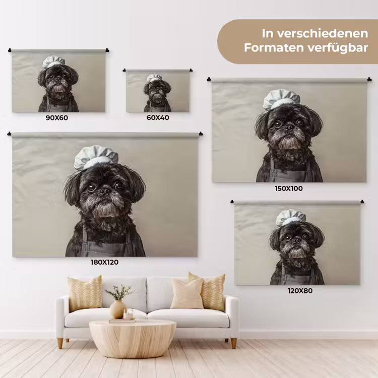 Kokskleding - Zwart - Hondje Wandkleed katoen klein -tsfeer8_DE