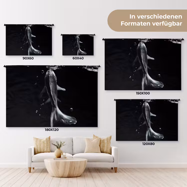 Koi - Vissen - Water - Zwart Wandkleed katoen klein -tsfeer8_DE