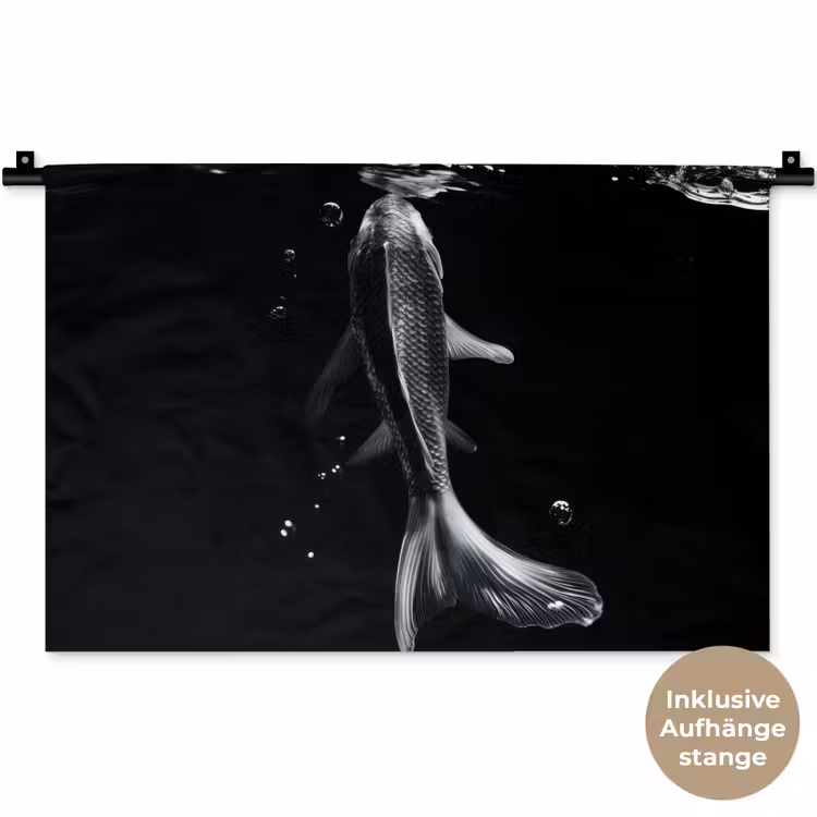 Koi - Vissen - Water - Zwart Wandkleed katoen klein -t3d_DE