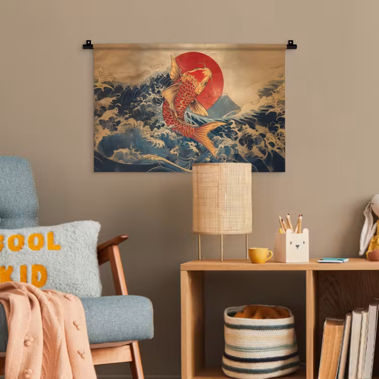 Koi - Zee - Golven - Zon Wandkleed katoen klein -wsfeer4_kind