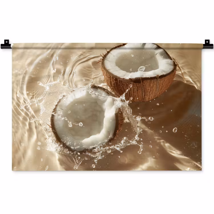Kokosnoot - Water - Beige - Spetters Wandkleed katoen klein -zz3d
